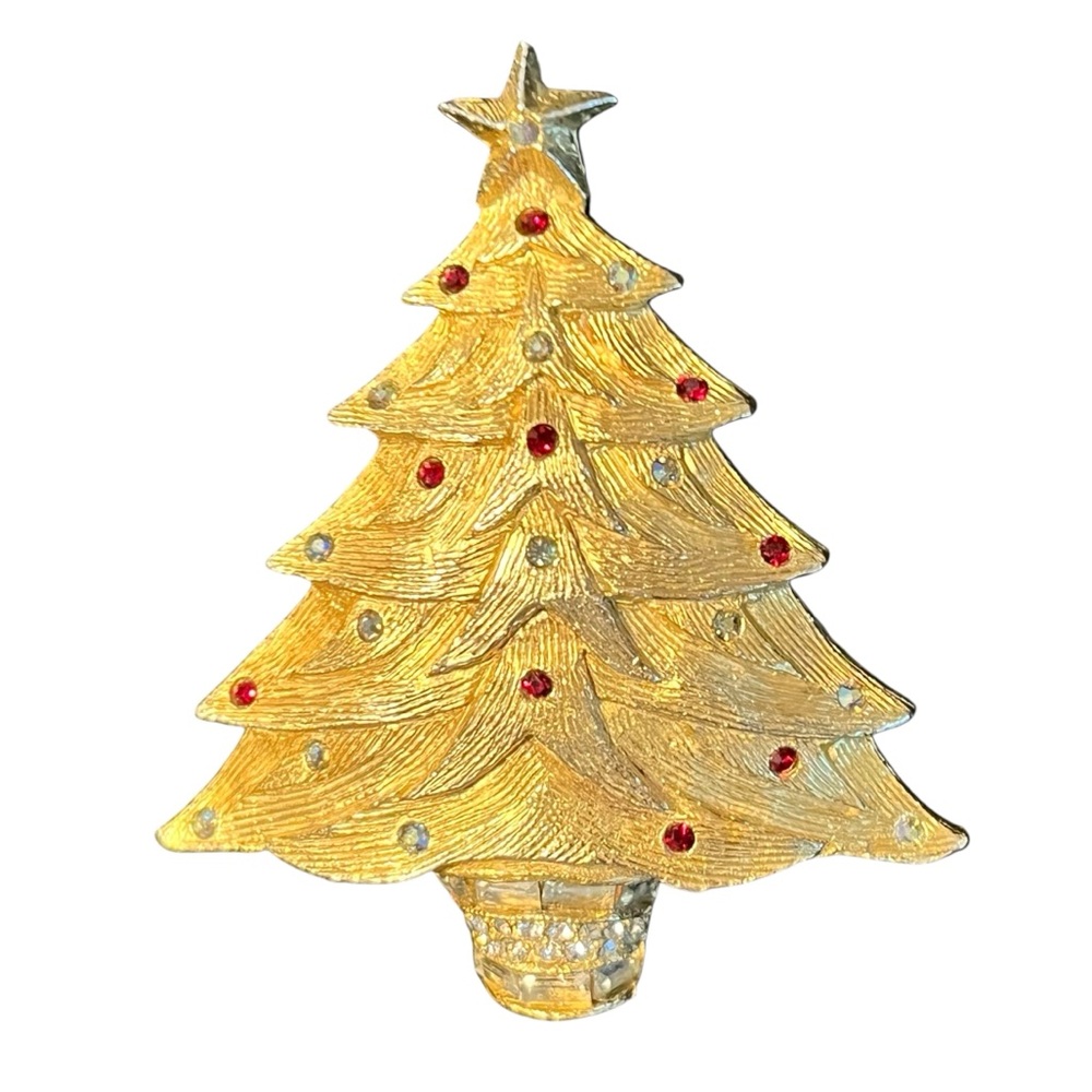 Vintage Benedikt NY Jeweled Christmas Tree Brooch